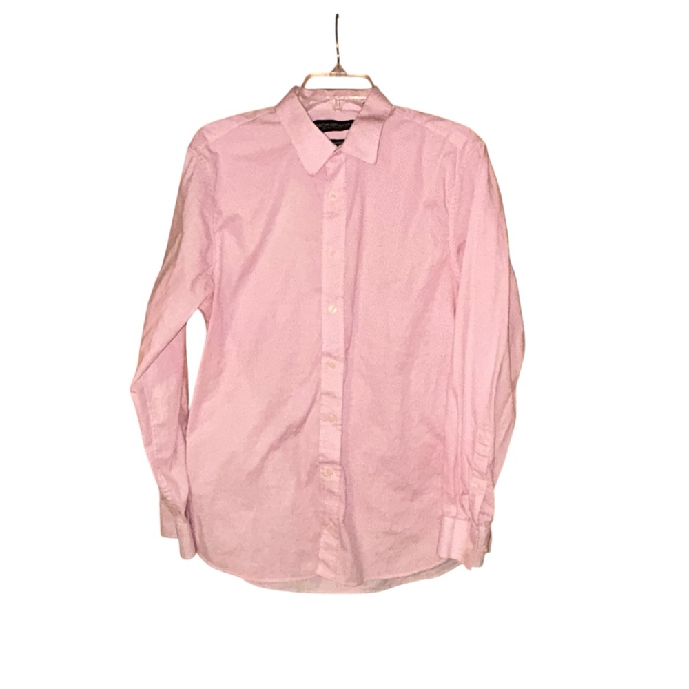 Nick Graham Men's Pink Print Dress Shirt Stretch Modern Fit Size 16 34-35
